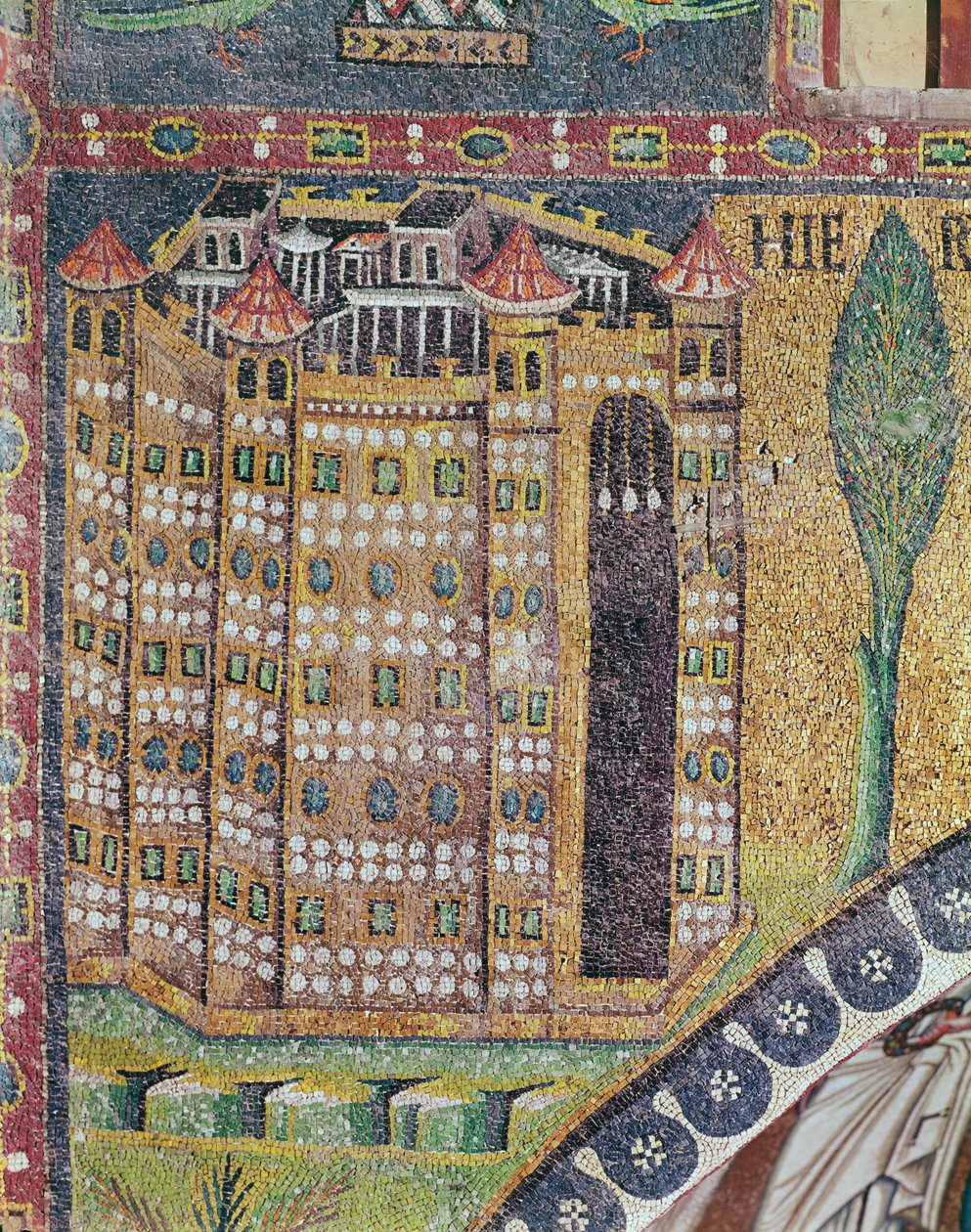 Jeruzsálem részlete (mozaik) alkotó: Byzantine School
