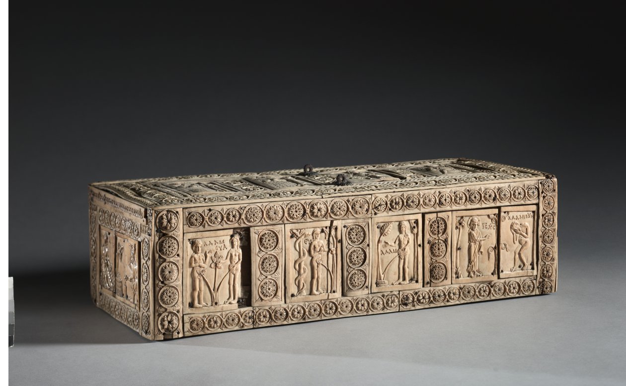Elefántcsont doboz Ádám és Éva jeleneteivel, 1000-1100 alkotó: Byzantine School