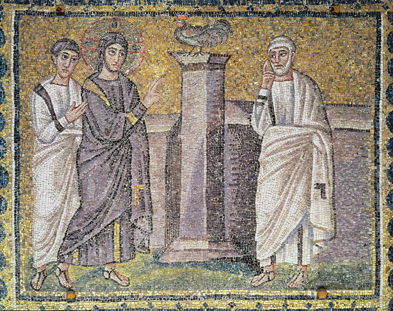 Jézus megjósolja Péter tagadását, Jelenetek Krisztus életéből (mozaik) alkotó: Byzantine School