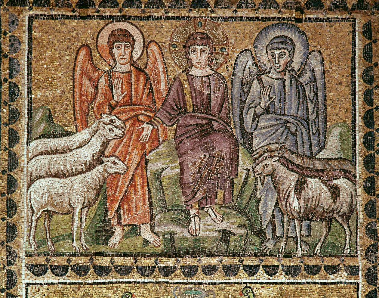Jézus elválasztja a juhokat a kecskéktől (mozaikrészlet, VI. század) alkotó: Byzantine School