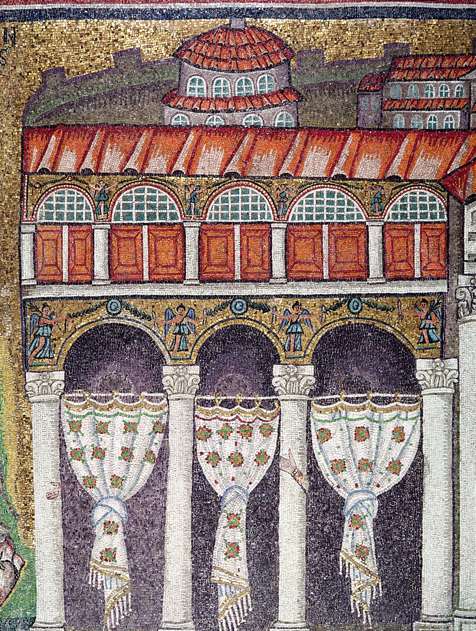 A Palazzo di Teodorico bal szárnya, 527-99 (mozaik) (224988 részlet) alkotó: Byzantine School