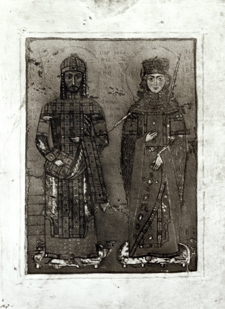 I. Manuel Komnénosz (1122-80 körül) és Mária Antiochiai császárné (u. e. 1182) alkotó: Byzantine School