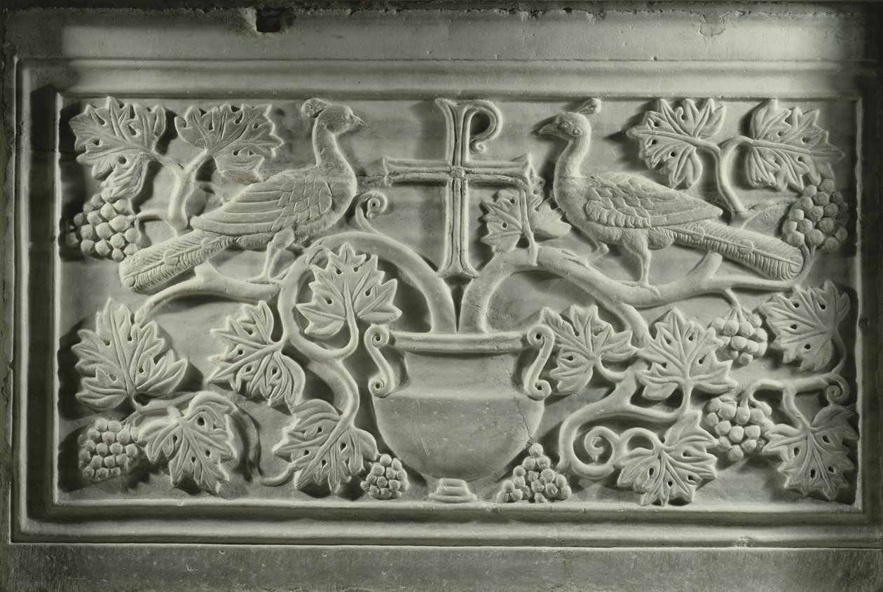 Páva és szőlő (márvány) alkotó: Byzantine School
