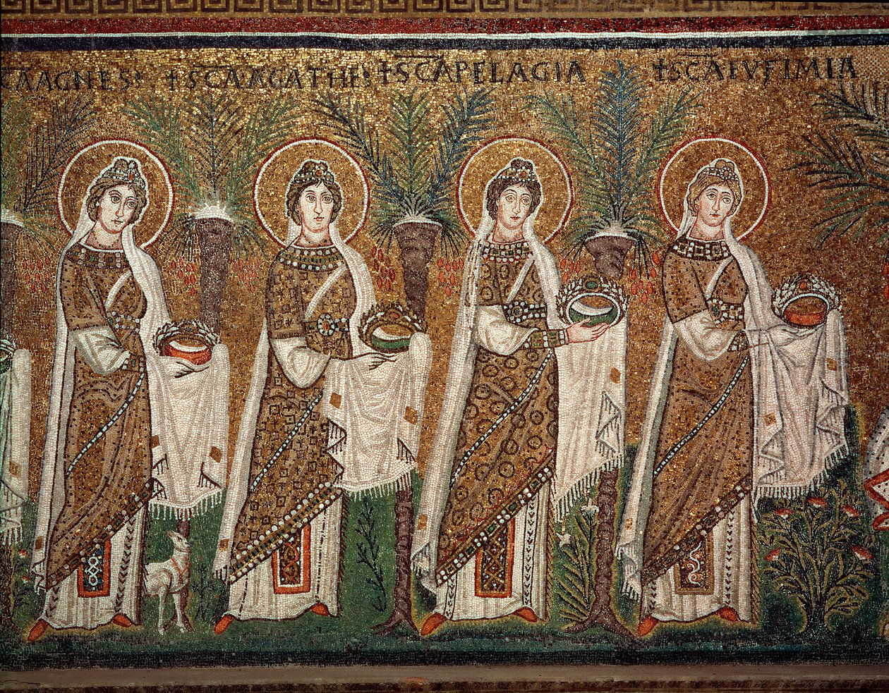 Szüzek körmenete (részlet mozaikokból, 6. század) alkotó: Byzantine School