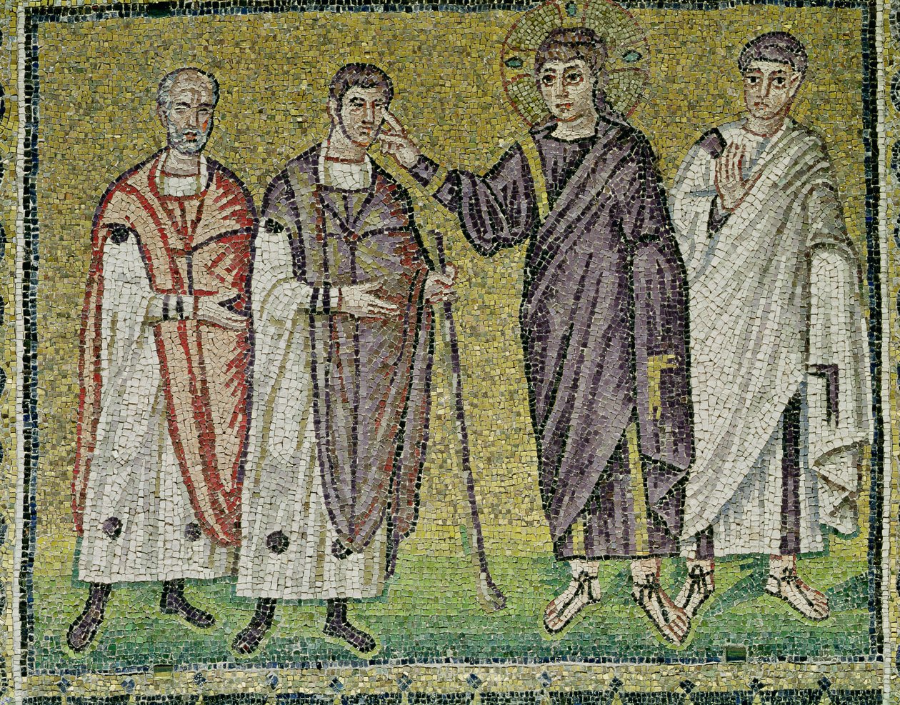 Két jerikói vak meggyógyítása, jelenetek Krisztus életéből (mozaik) alkotó: Byzantine School