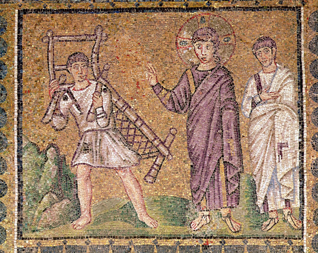 A kapernaumi bénult gyógyulása, Jelenetek Krisztus életéből (mozaik) alkotó: Byzantine School