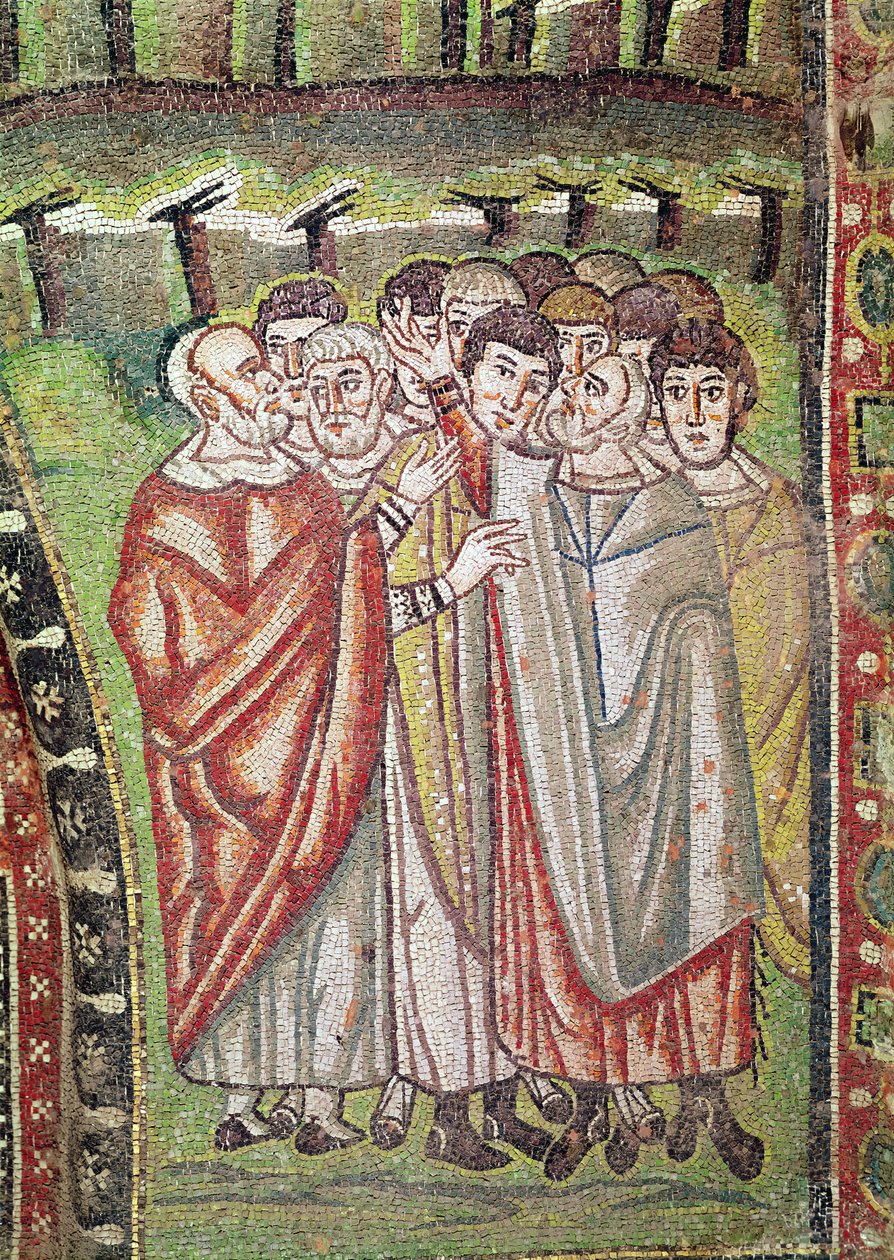 A héber nép, Ábrahám vendégszeretete és Izsák feláldozása című részlet, 6. század (mozaik) alkotó: Byzantine School