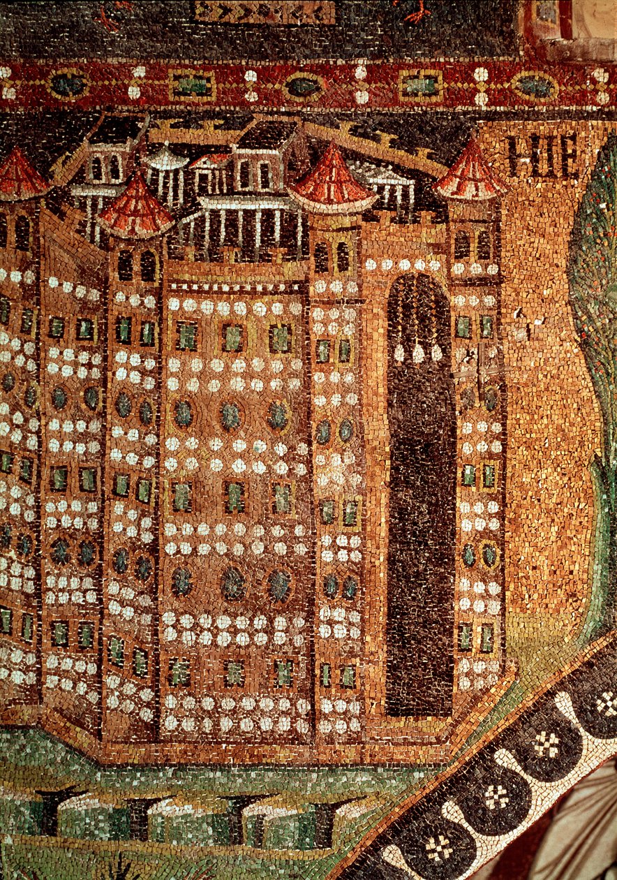 Jeruzsálem látképe (mozaik részlete, 6. század) alkotó: Byzantine School
