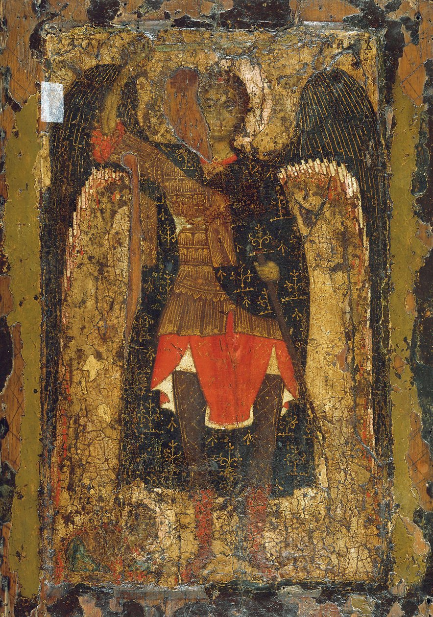 Mihály arkangyal megjelenése Joshuának, Nun fiának, a 13. század elején. alkotó: Byzantine icon.