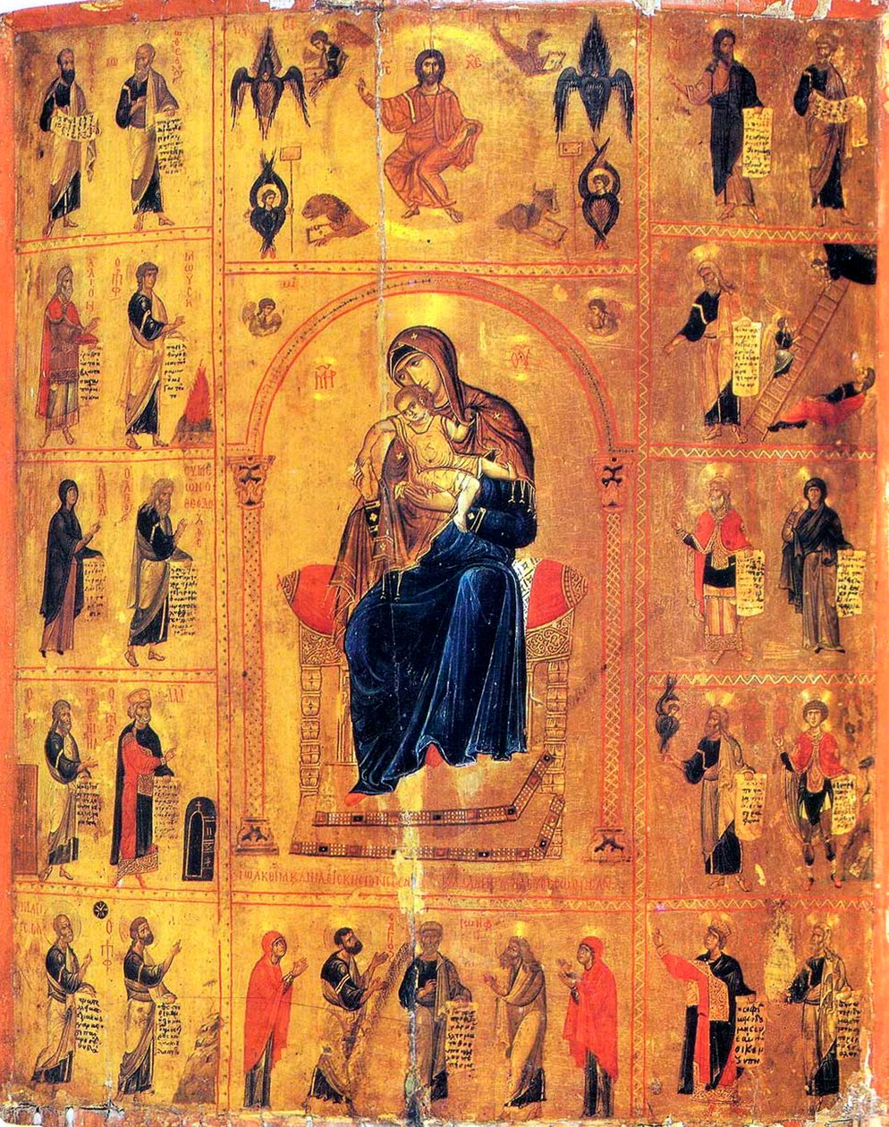 Szűz és gyermek a szentekkel, 12. század eleje. alkotó: Byzantine icon.