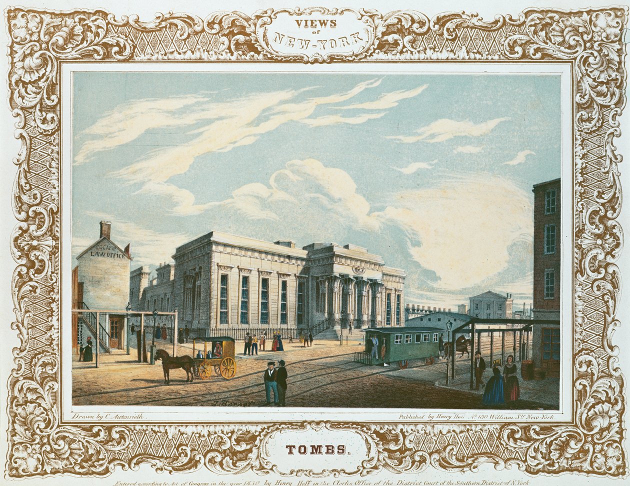The Tombs, New York City, a "Views of New York"-ból, Henry Hoff, 1850 alkotó: C. Autenrieth
