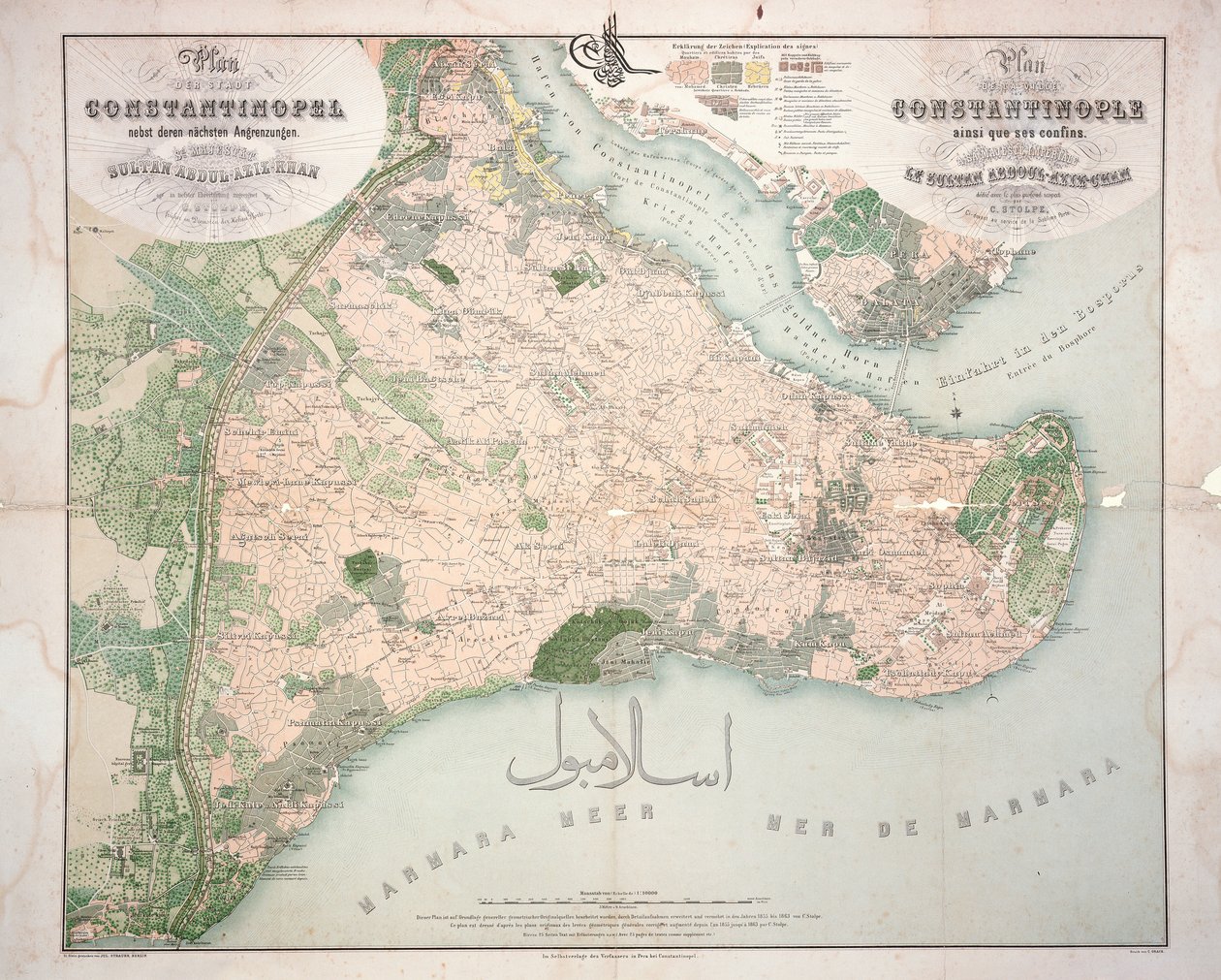 Konstantinápoly és a környező területek térképe, 1855-63 alkotó: C. Stolpe