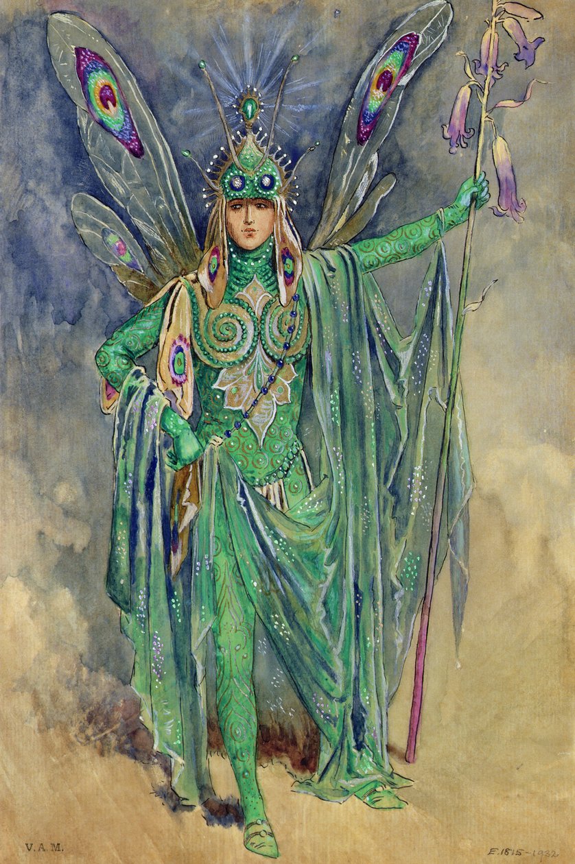 Oberon, jelmezterv a Szentivánéji álomhoz, R Courtneidge rendezésében a manchesteri Princes Theatre-ben. alkotó: C. Wilhelm