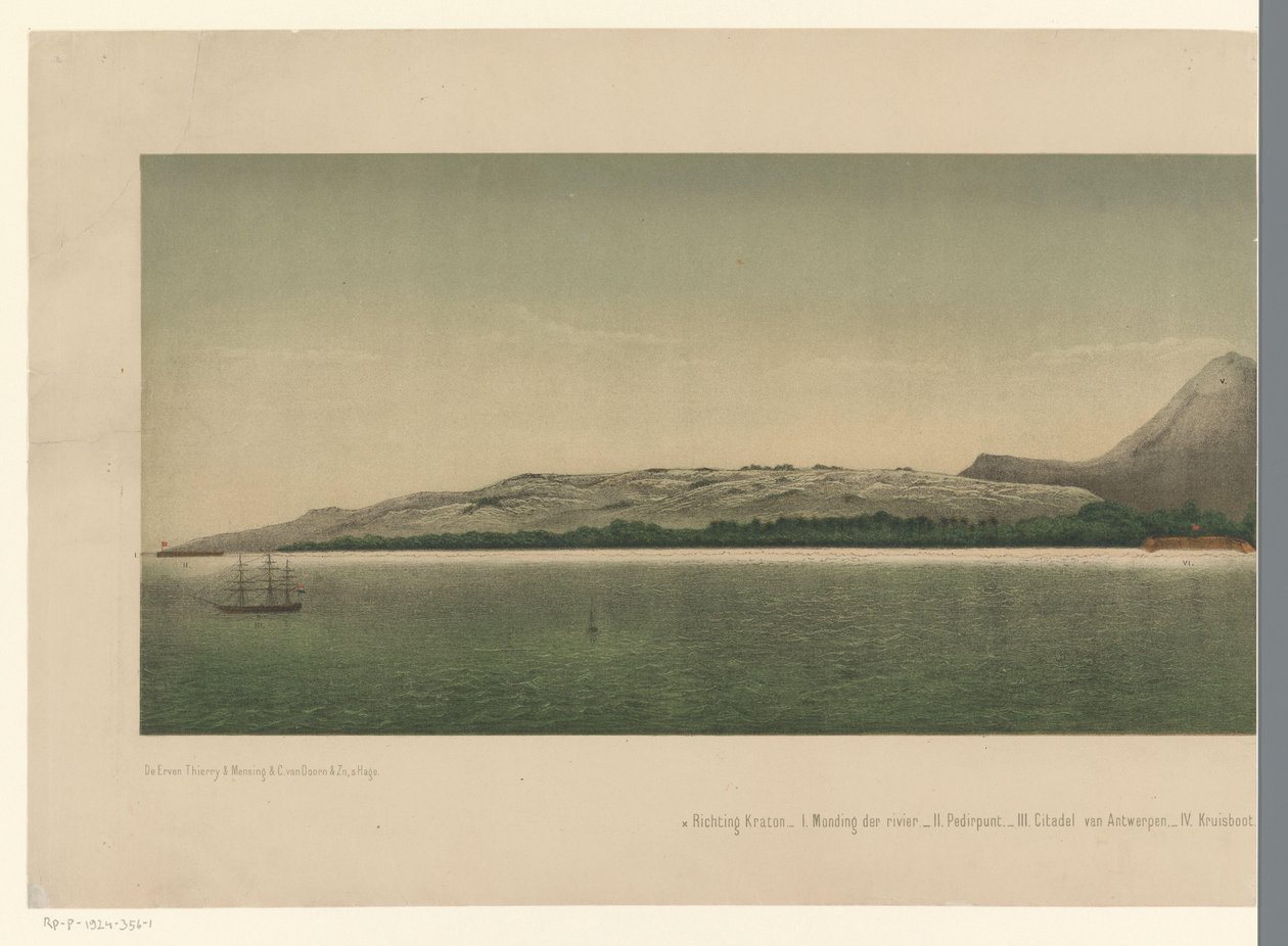 Kilátás Nagy-Aceh partjaira, az első acehi expedíció flottájával a part mellett, első rész The Greater Aceh Road (cím az objektumon) alkotó: C.A. Whitten