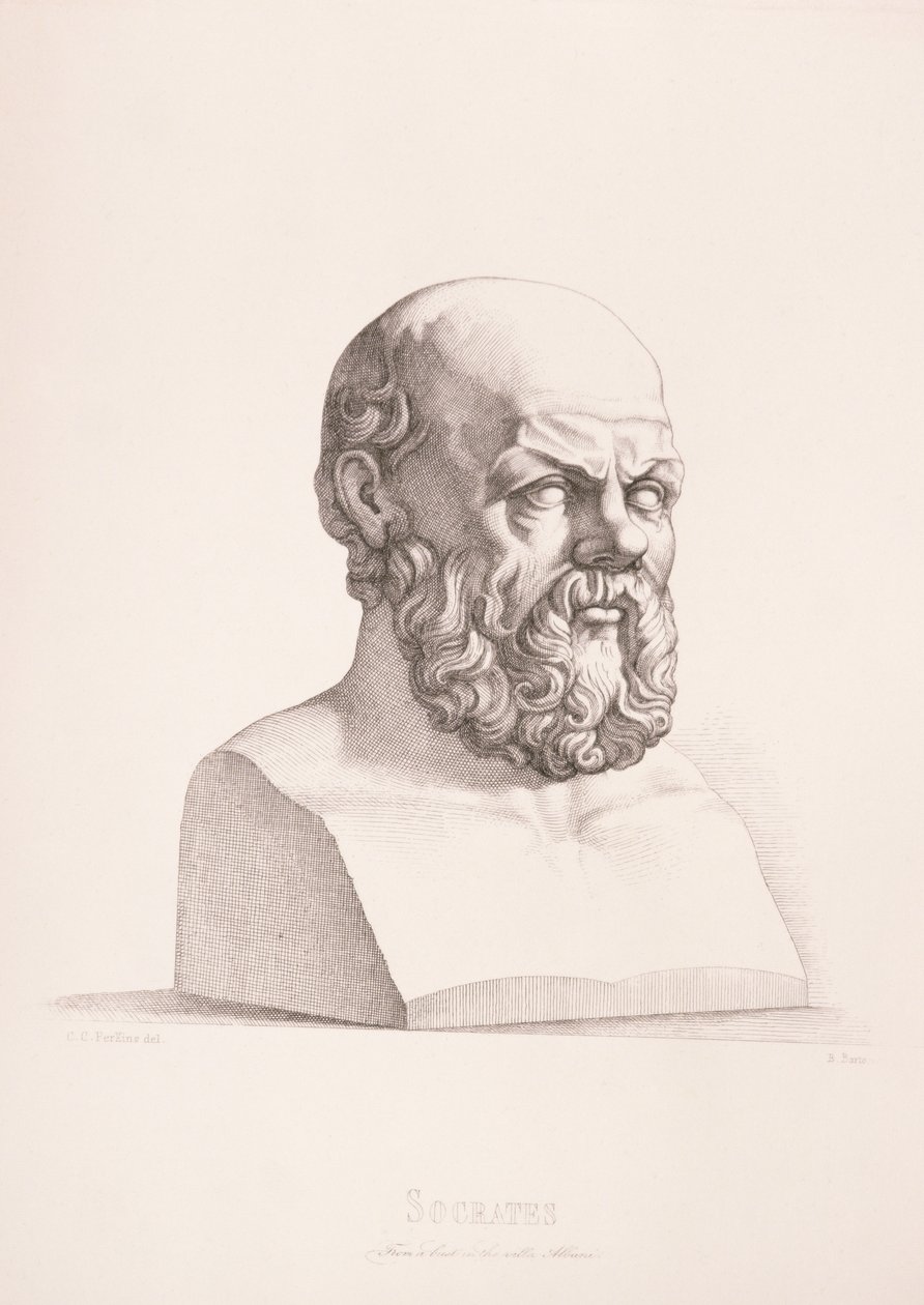 Szókratész portréja (Kr. e. 470-399) B. Barloccini metszete, 1849 alkotó: C.C Perkins