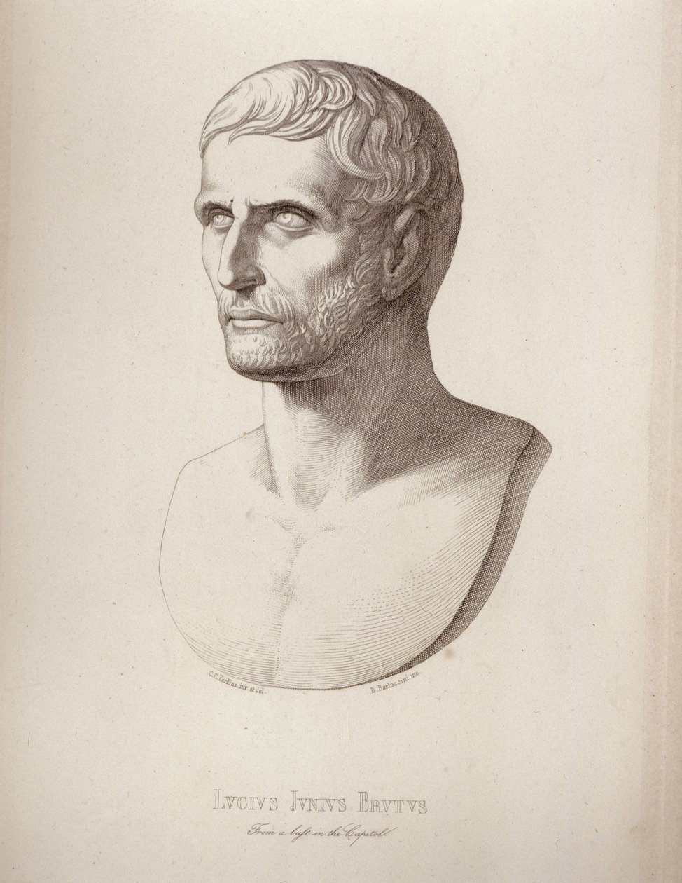 Lucius Junius Brutus portréja, B. Barloccini metszete, 1849 alkotó: C.C Perkins