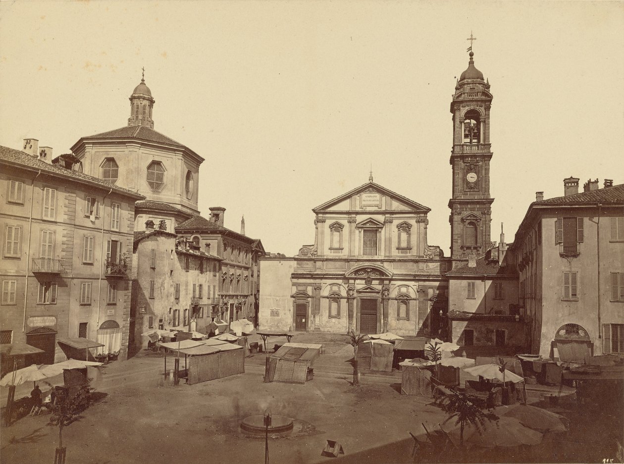 Milánó látképei: Piazzo Santo Stefano alkotó: C.D. Wagner