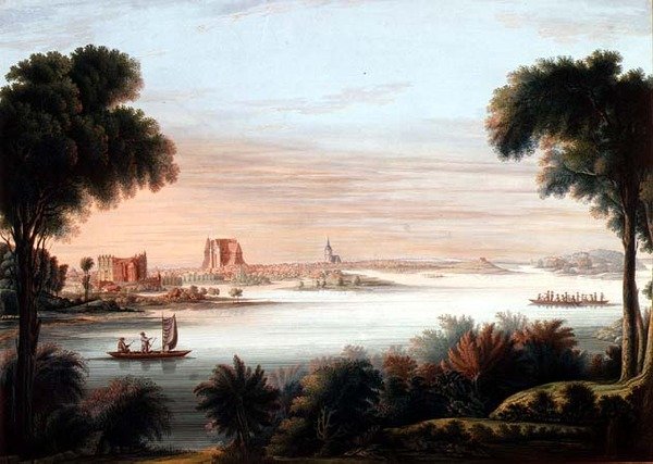 Schwerin látképe, este (akvarell) alkotó: C.H. Nipperdey