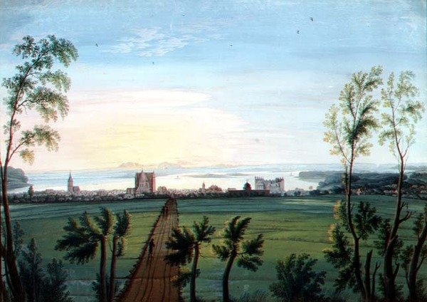 Schwerin látképe, Reggel (akvarell) alkotó: C.H. Nipperdey