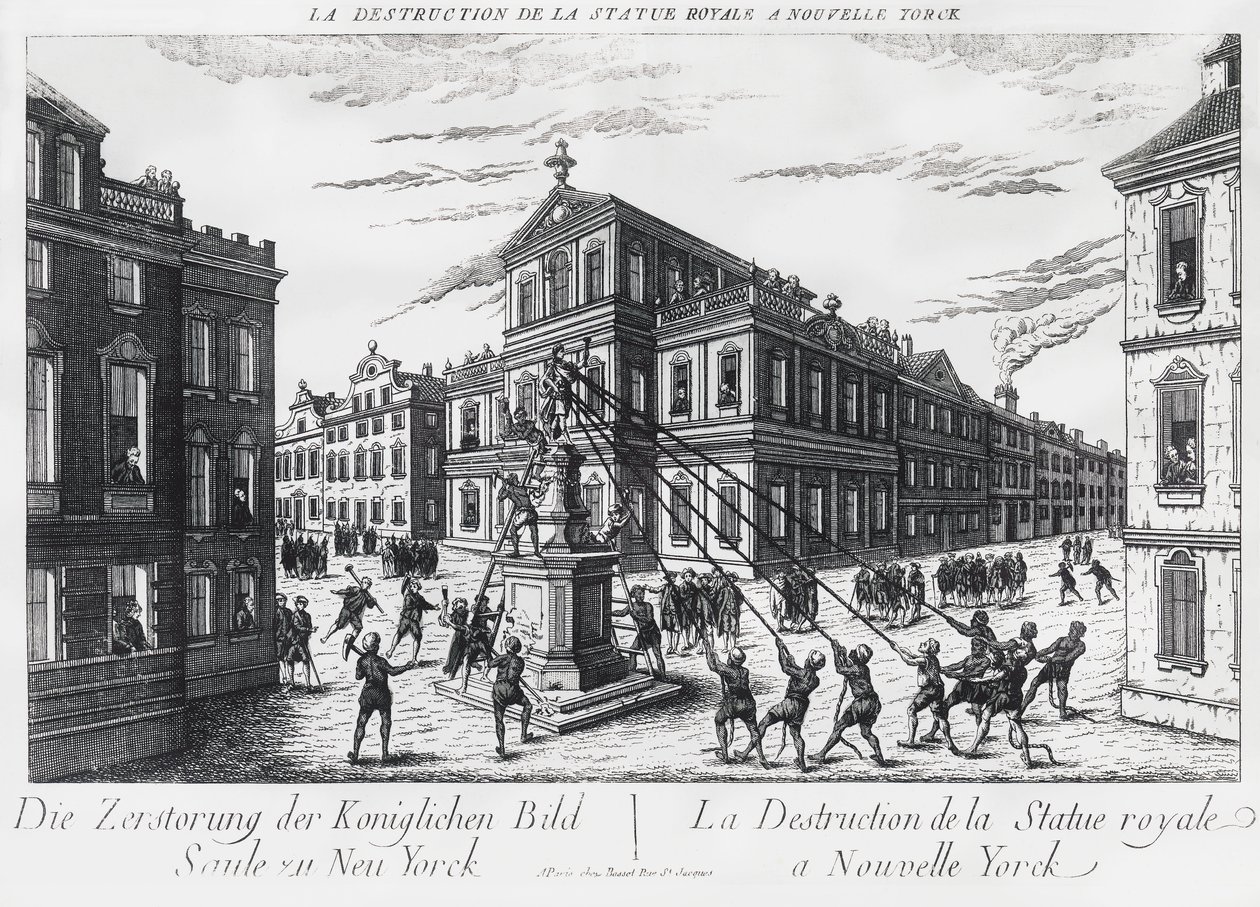 Amerikai szeparatisták New Yorkba döntik le George angol király emlékművét alkotó: J.B. and Brown J. Rowbotham