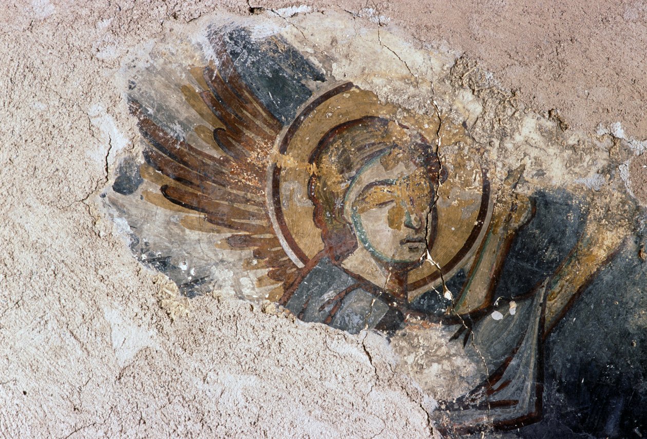Angyal, freskó az Agios Georgios bizánci templomban, Apodoulou, Kréta, Görögország (fotó) alkotó: J.B. and Brown J. Rowbotham