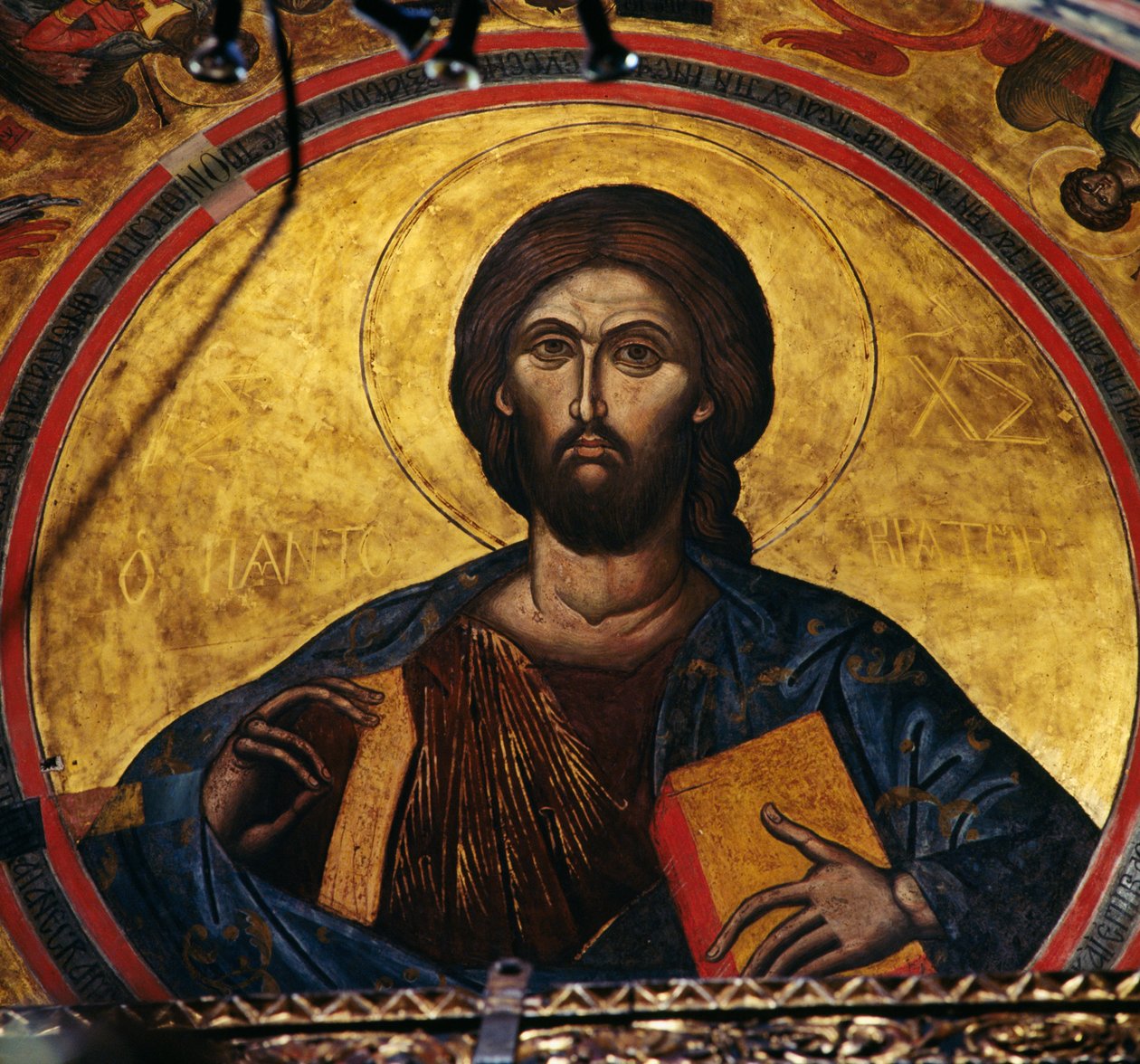 Blessing Christ, freskó a Szent János teológus kolostor kupolájában (az UNESCO világörökségi listája alkotó: J.B. and Brown J. Rowbotham