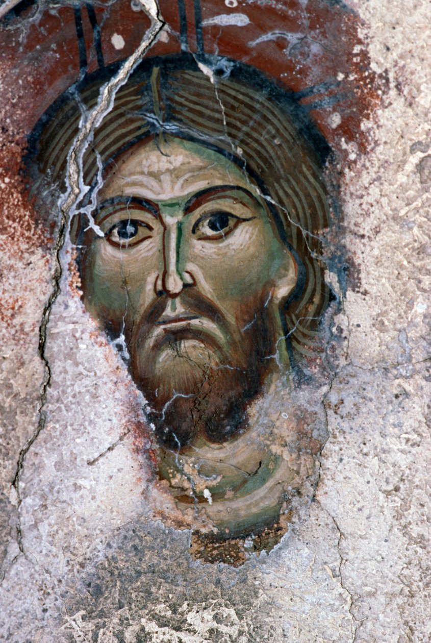 Krisztus arca, részlet az Agios Georgios templom freskójáról, Mourne, Kréta, Görögország (fotó) alkotó: J.B. and Brown J. Rowbotham