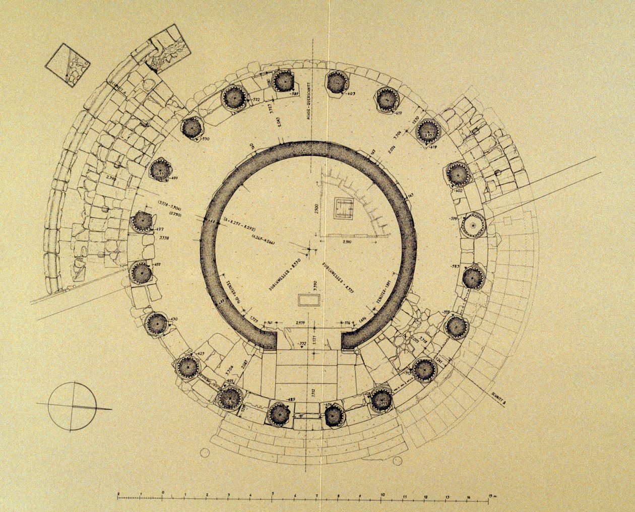 A Vesta vagy Hercules Victor templom alaprajza, Friedrich Rakob német régész (1931-2007) (fotó) alkotó: J.B. and Brown J. Rowbotham