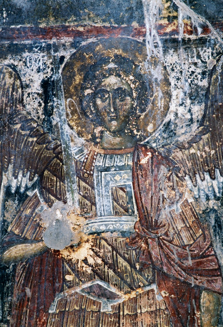 Ló, sérült freskó az Agios Vasileios templom mennyezetén, Vavouledo, Kréta, Görögország (fotó) alkotó: J.B. and Brown J. Rowbotham