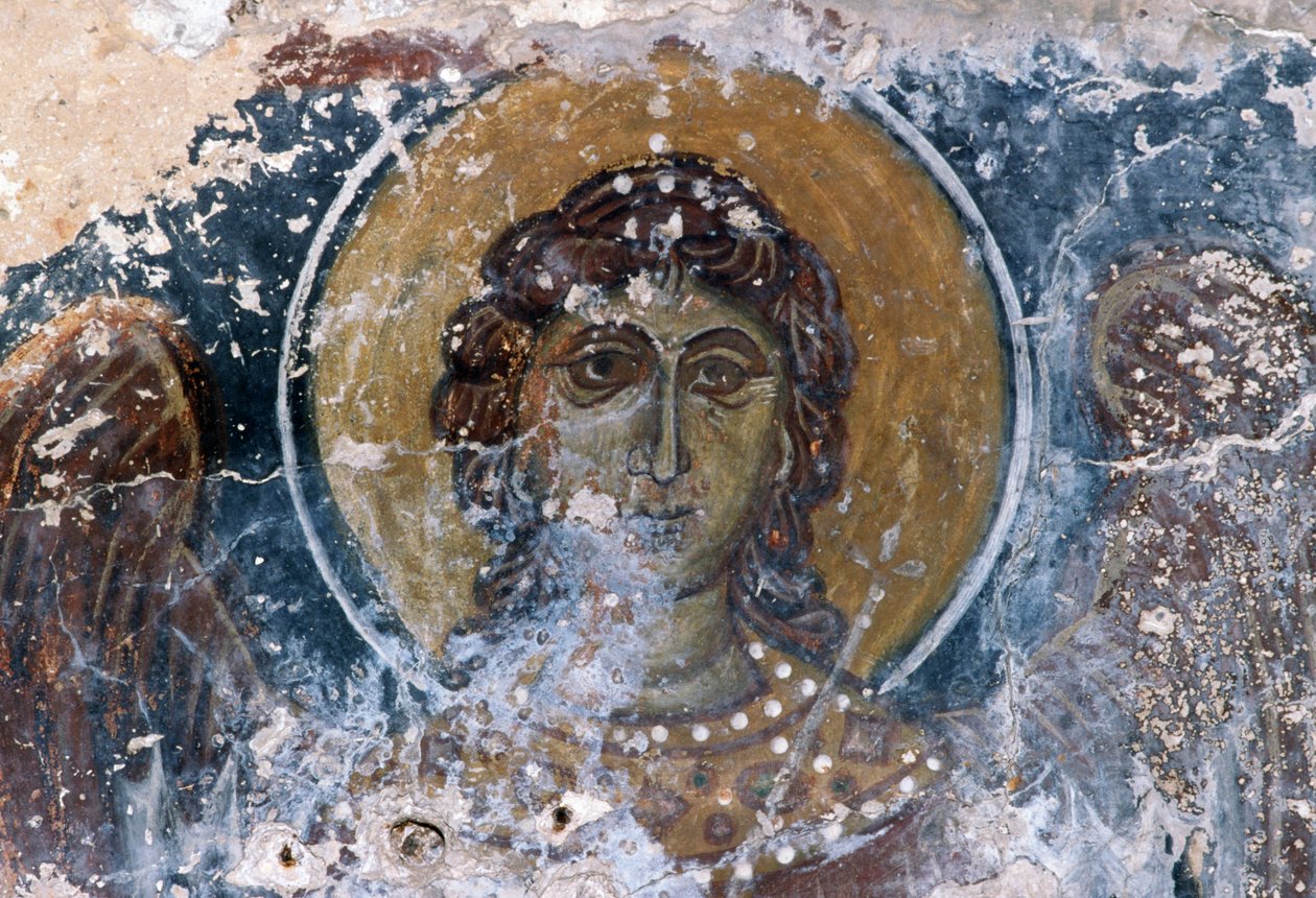 Jézus-freskó az Agia Anna templomban alkotó: J.B. and Brown J. Rowbotham