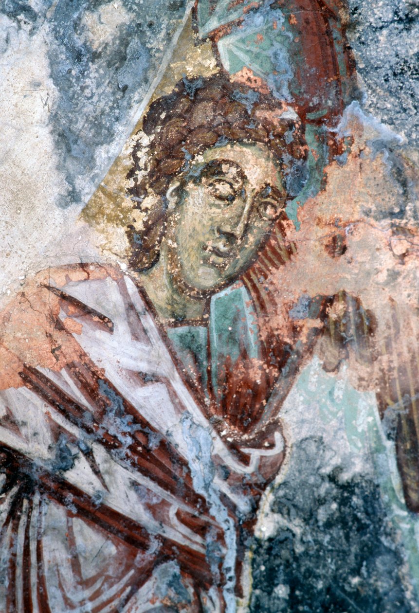 Férfialak, sérült freskó az Agios Vasileios templom mennyezetén, Vavouledo, Kréta, Görögország (fotó) alkotó: J.B. and Brown J. Rowbotham