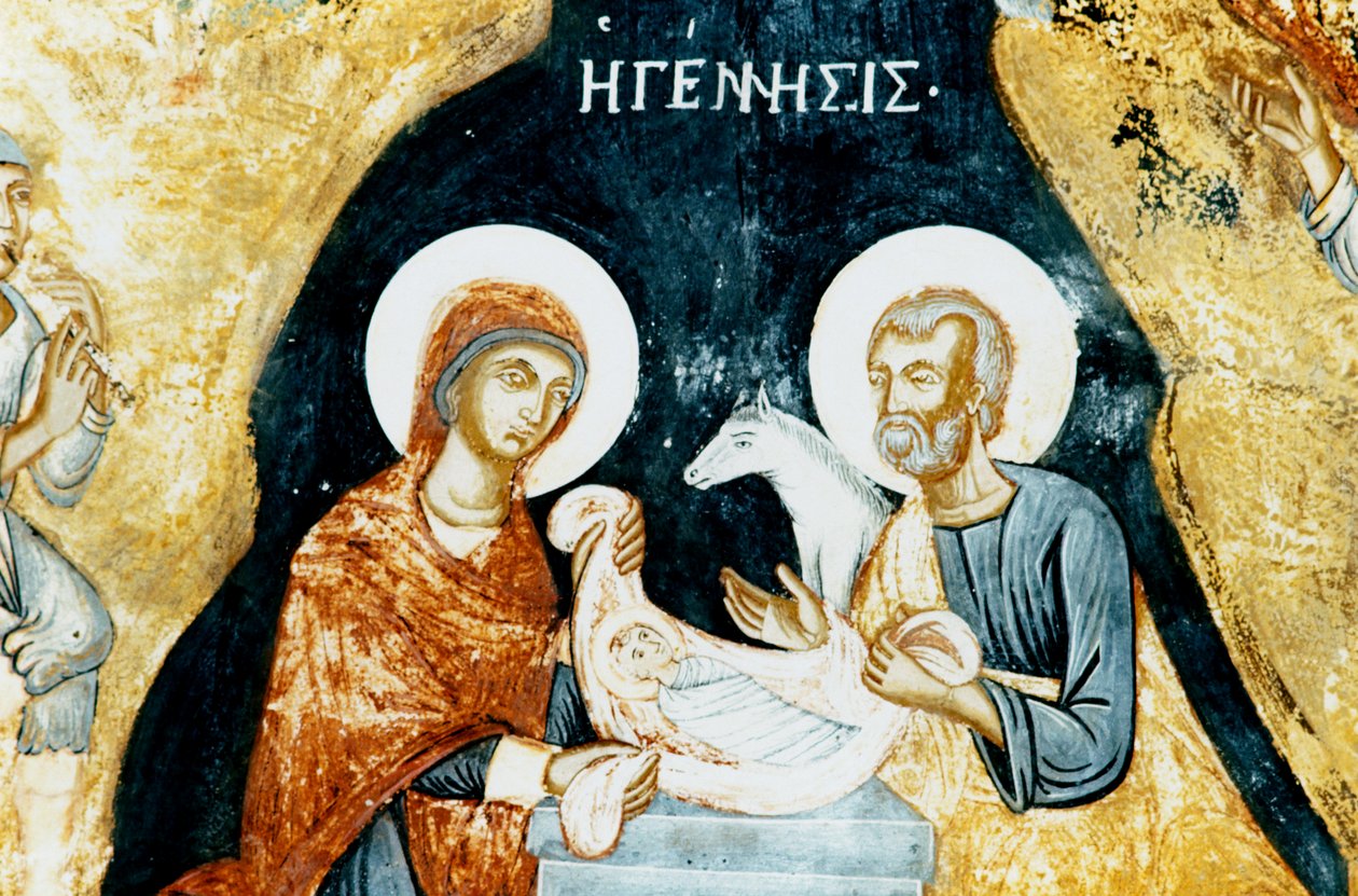 Betlehemes freskó a Mikro Sotiris kolostorban, Symi szigetén, Görögországban (fotó) alkotó: J.B. and Brown J. Rowbotham