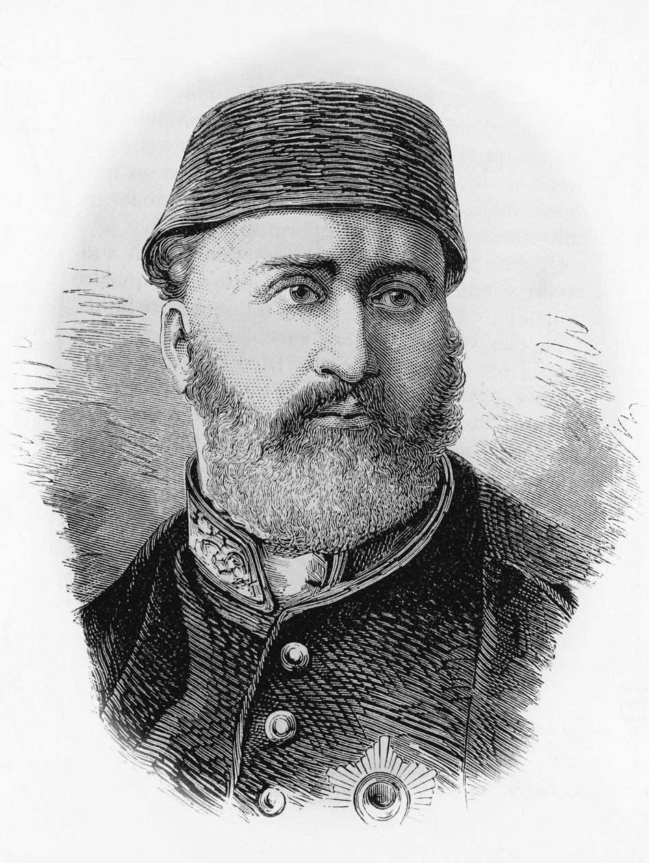 Abdulaziz (1830-1876), az Oszmán Birodalom 32. szultánjának portréja 1861-ből, metszet alkotó: J.B. and Brown J. Rowbotham