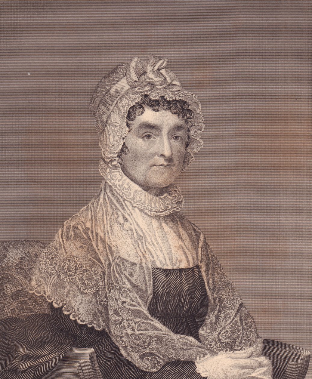 Abigail Adams (1744-1818), John Adams amerikai elnök feleségének portréja, G Stuart és F E Jones metszet alkotó: J.B. and Brown J. Rowbotham