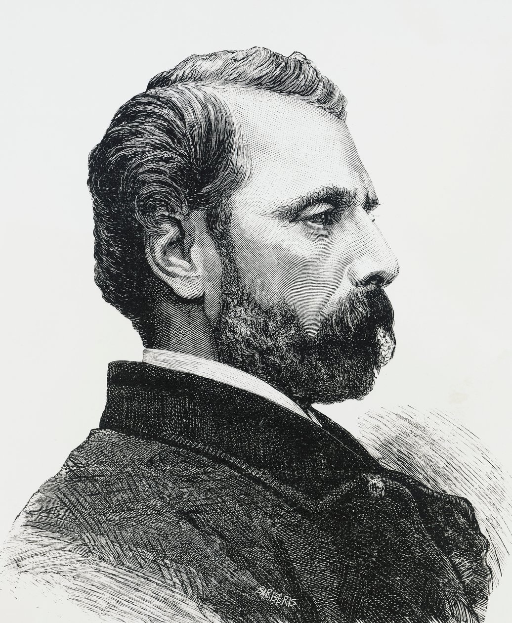 Agostino Bertani (1812-1886) portréja 1860-ban, olasz orvos és hazafi, metszet alkotó: J.B. and Brown J. Rowbotham