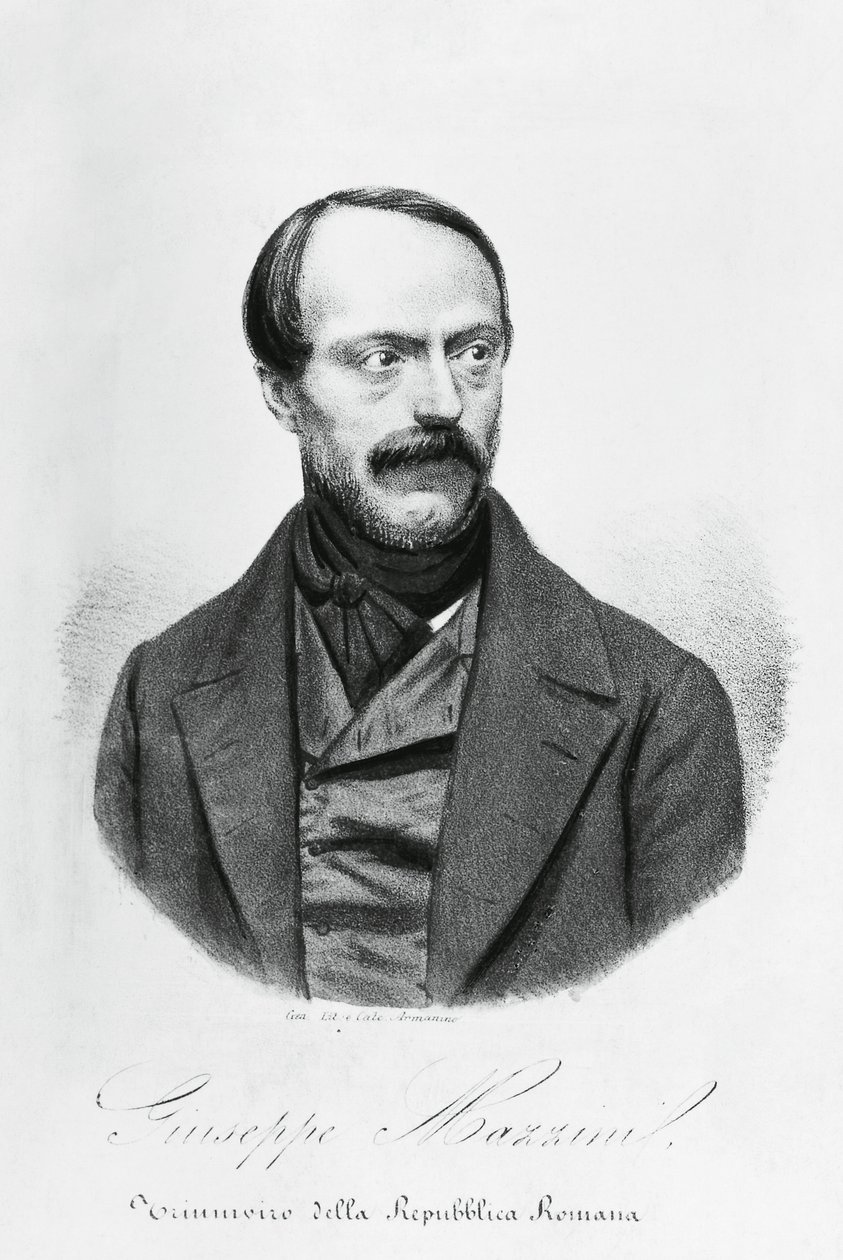 Giuseppe Mazzini (1805-1872) olasz hazafi, politikus, filozófus és újságíró portréja, metszet alkotó: J.B. and Brown J. Rowbotham