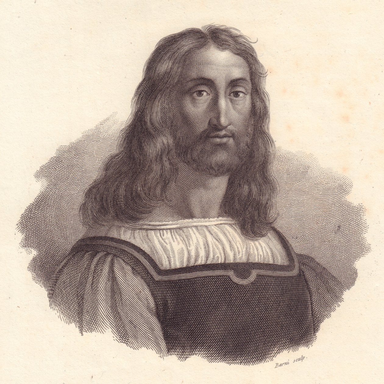 Marcantonio Raimondi (1480-1534) olasz metsző portréja, Barni rézmetszete Raffaello Sanzio festményéről. alkotó: J.B. and Brown J. Rowbotham