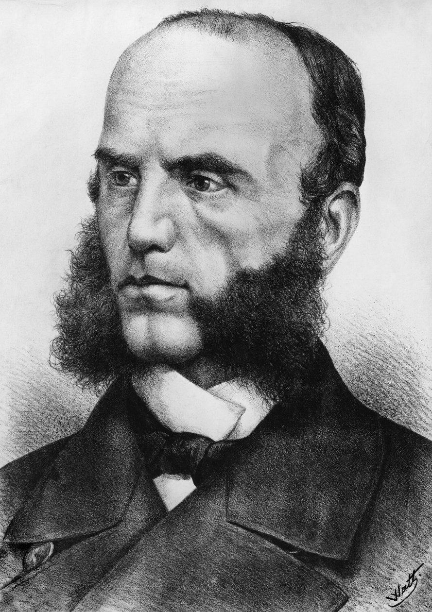 Wilhelm von Tegetthoff (1827-1871) osztrák tengernagy portréja, 1864-ben a második schleswigi háború és 1866-ban az osztrák-porosz háború idején haditengerészeti erők parancsnoka volt, Watt rajza után metszett. alkotó: J.B. and Brown J. Rowbotham
