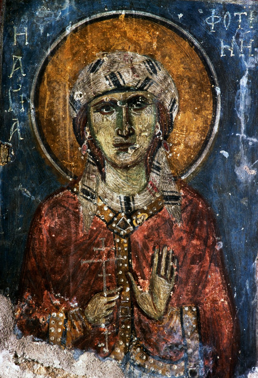 Szent, freskó az Agios Georgios Sfakiotis bizánci templomban, Diavaide, Kréta, Görögország (fotó) alkotó: J.B. and Brown J. Rowbotham