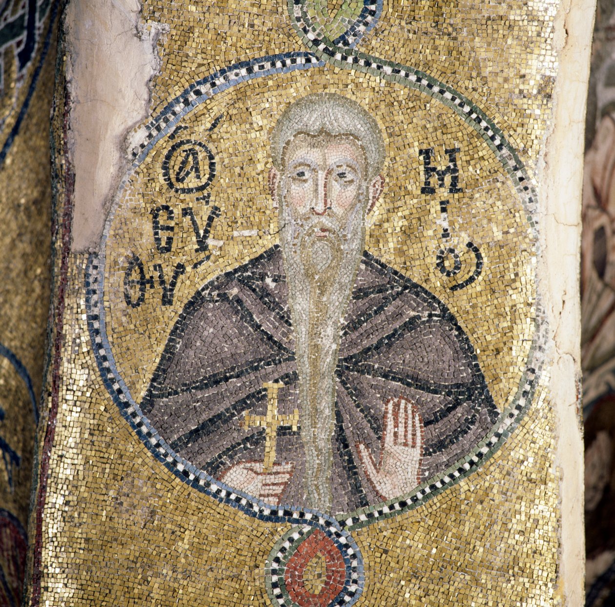 Szent, mozaik a Nea Moni kolostor katholikonjában (főtemplom) (az Unesco világörökségi listája) alkotó: J.B. and Brown J. Rowbotham