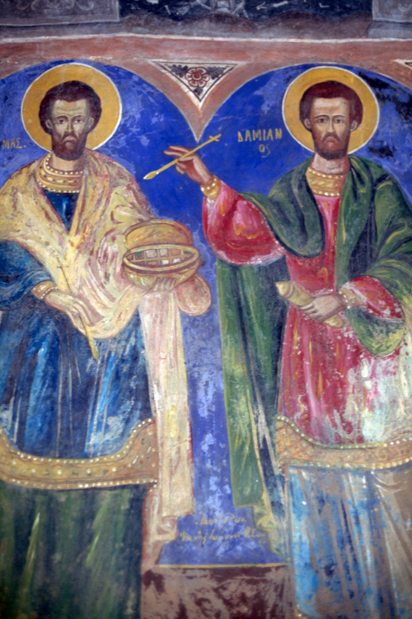 Cosmas és Damian Szentek, Megalo Sotiris kolostor, Symi sziget, Görögország (fotó) alkotó: J.B. and Brown J. Rowbotham