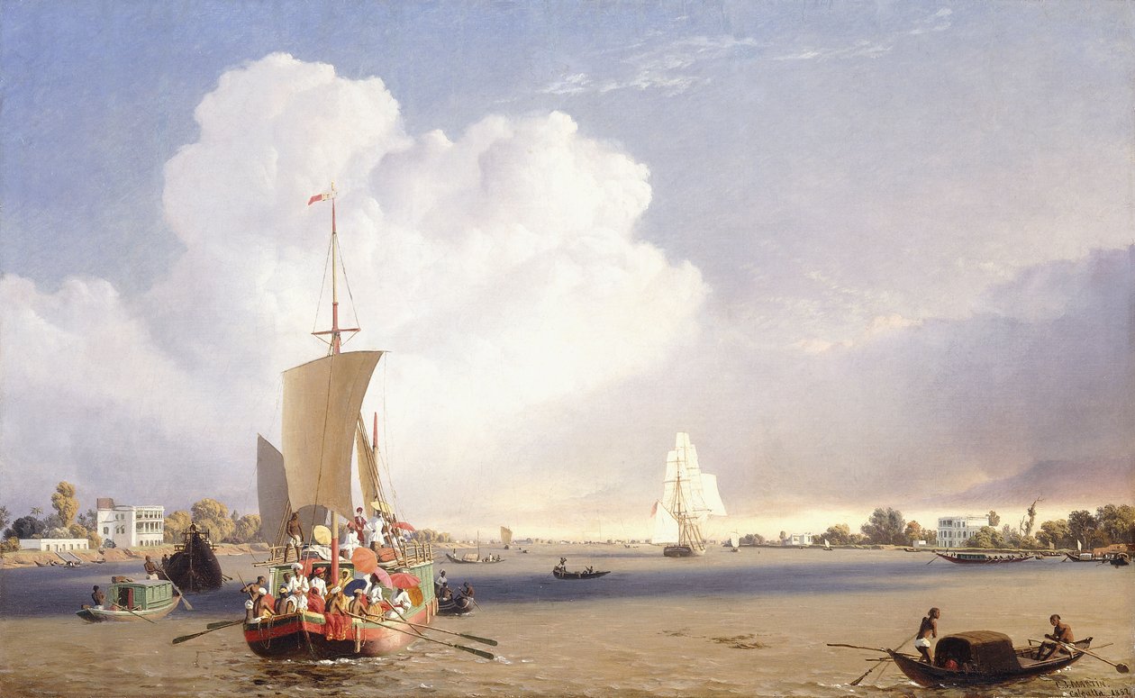Szállítás a Hooghly folyón, Kalkutta, 1852 alkotó: C.J. Martin