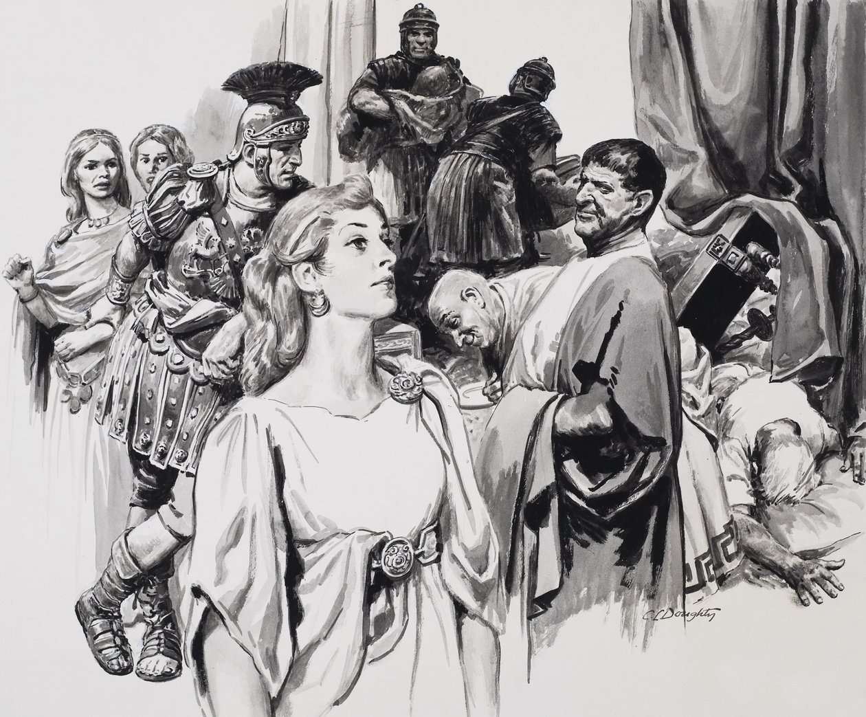 Boudicca, az Iceni királynője (gouache, papír) alkotó: C.L. Doughty