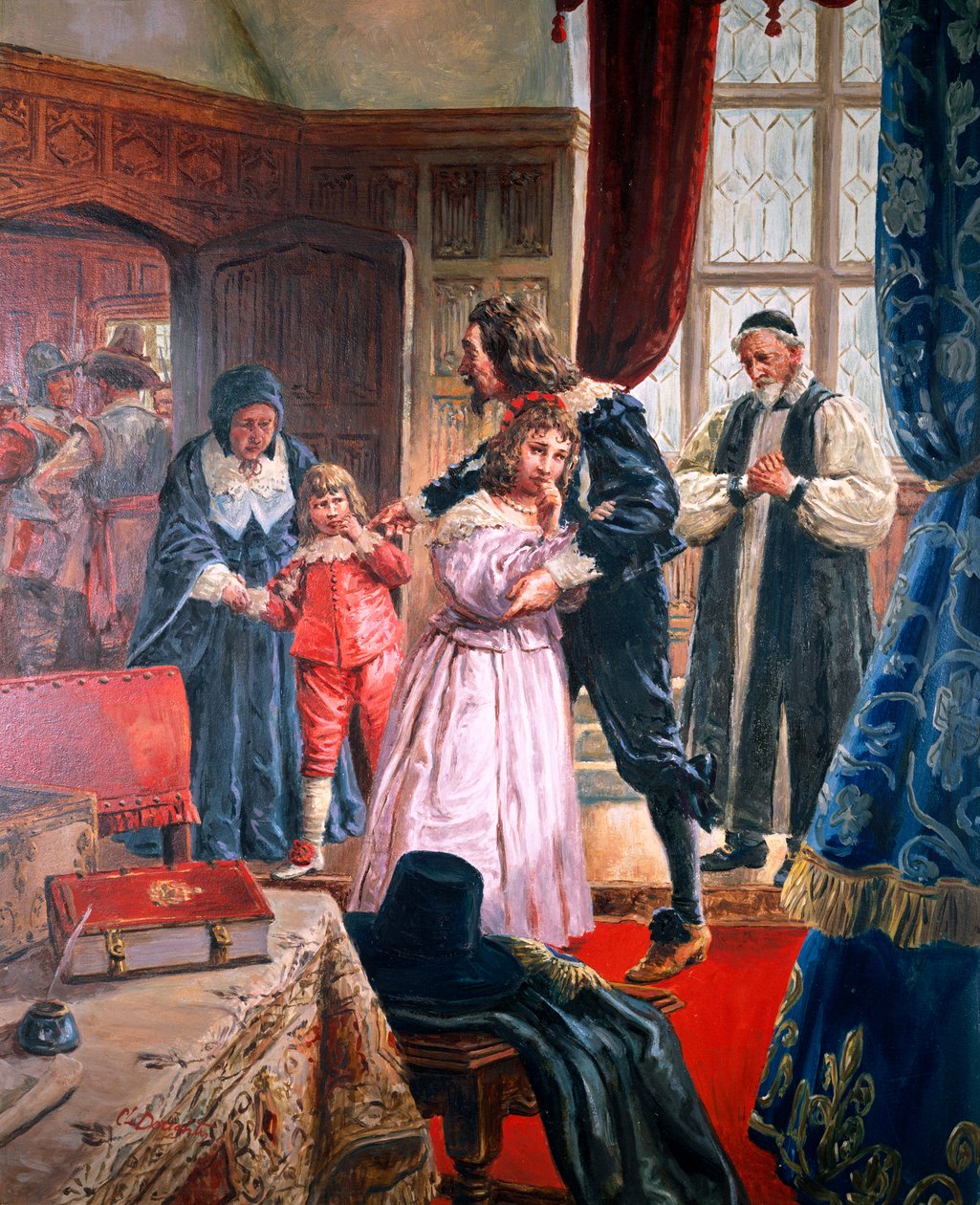 I. Károly - (1600-49) A mártír király búcsúzik gyermekeitől (gouache, papír) alkotó: C.L. Doughty