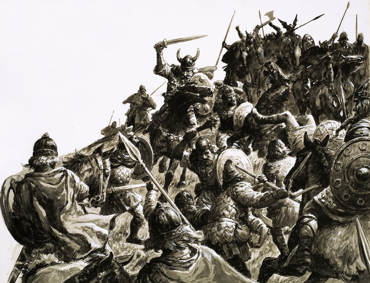 A dán vikingek megtámadják az Alfréd király vezette brit erőket. alkotó: C.L. Doughty