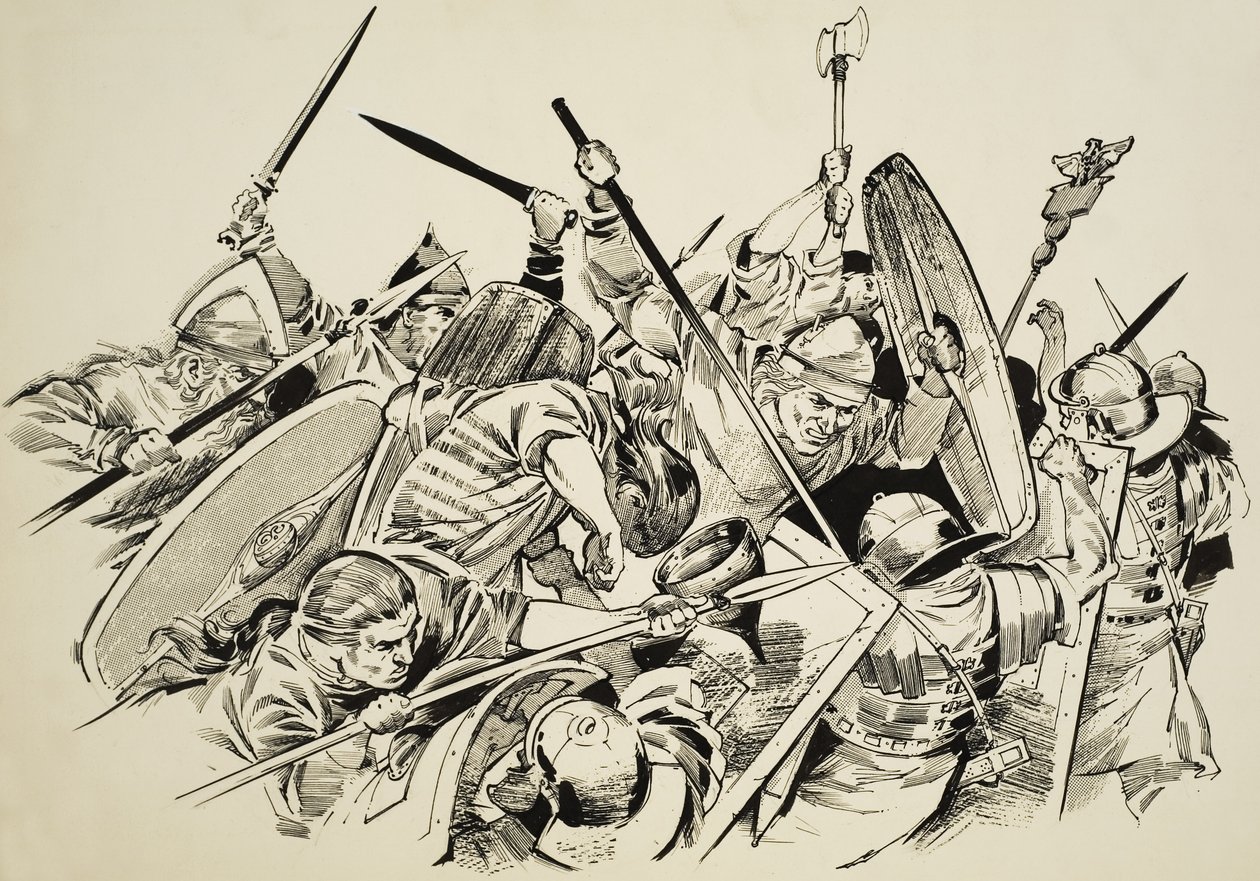 Gallok kontra rómaiak (gouache, papír) alkotó: C.L. Doughty