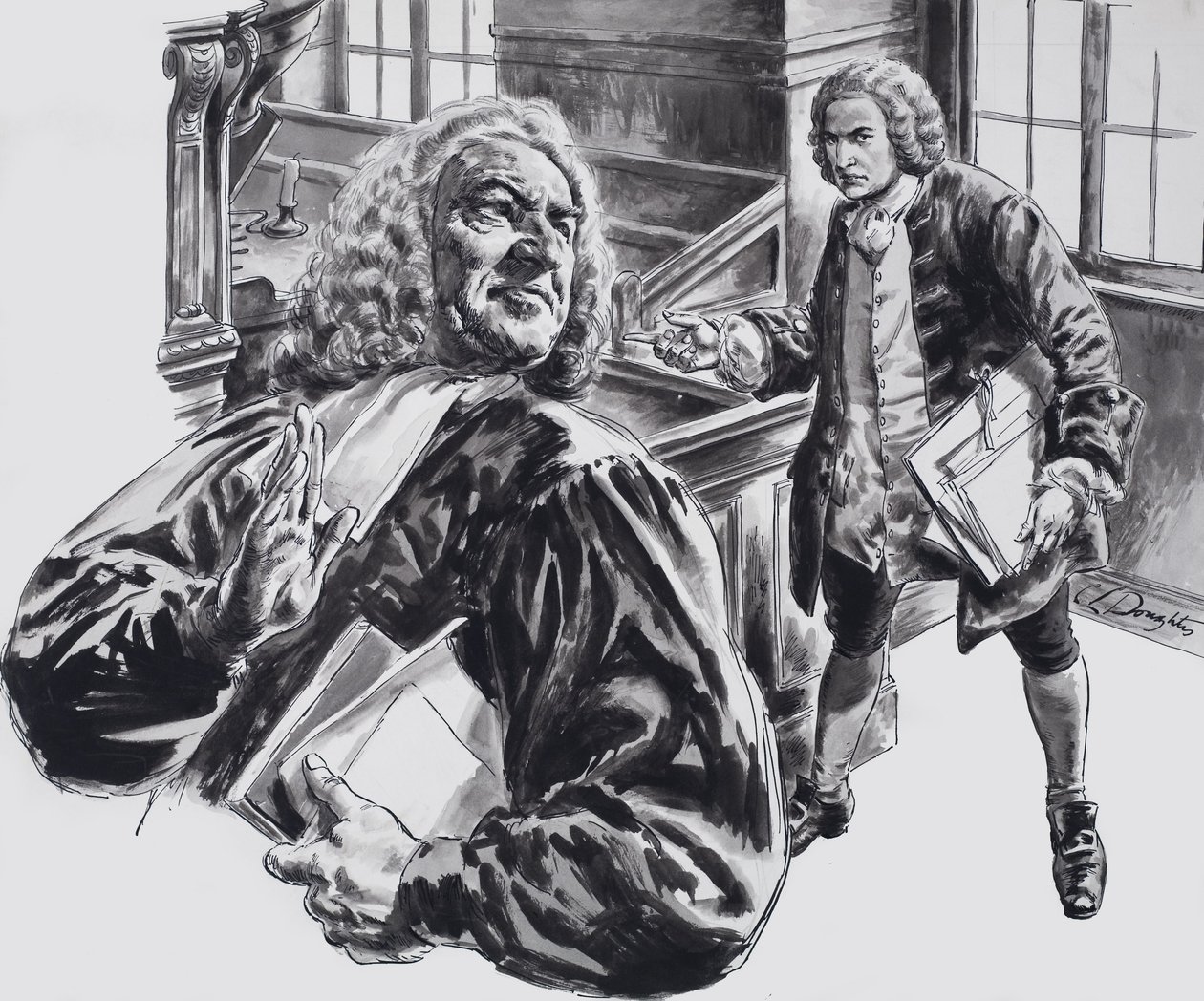 Johann Sebastian Bach (gouache, papír) alkotó: C.L. Doughty