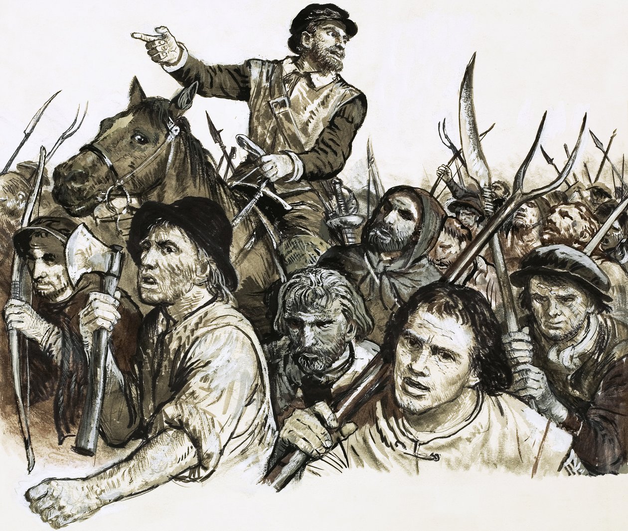 Robert Kett parasztfelkelést vezet. alkotó: C.L. Doughty