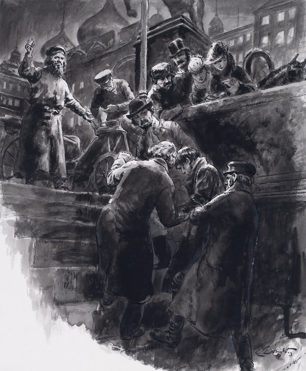Csajkovszkij öngyilkossági kísérlete (gouache, papír) alkotó: C.L. Doughty