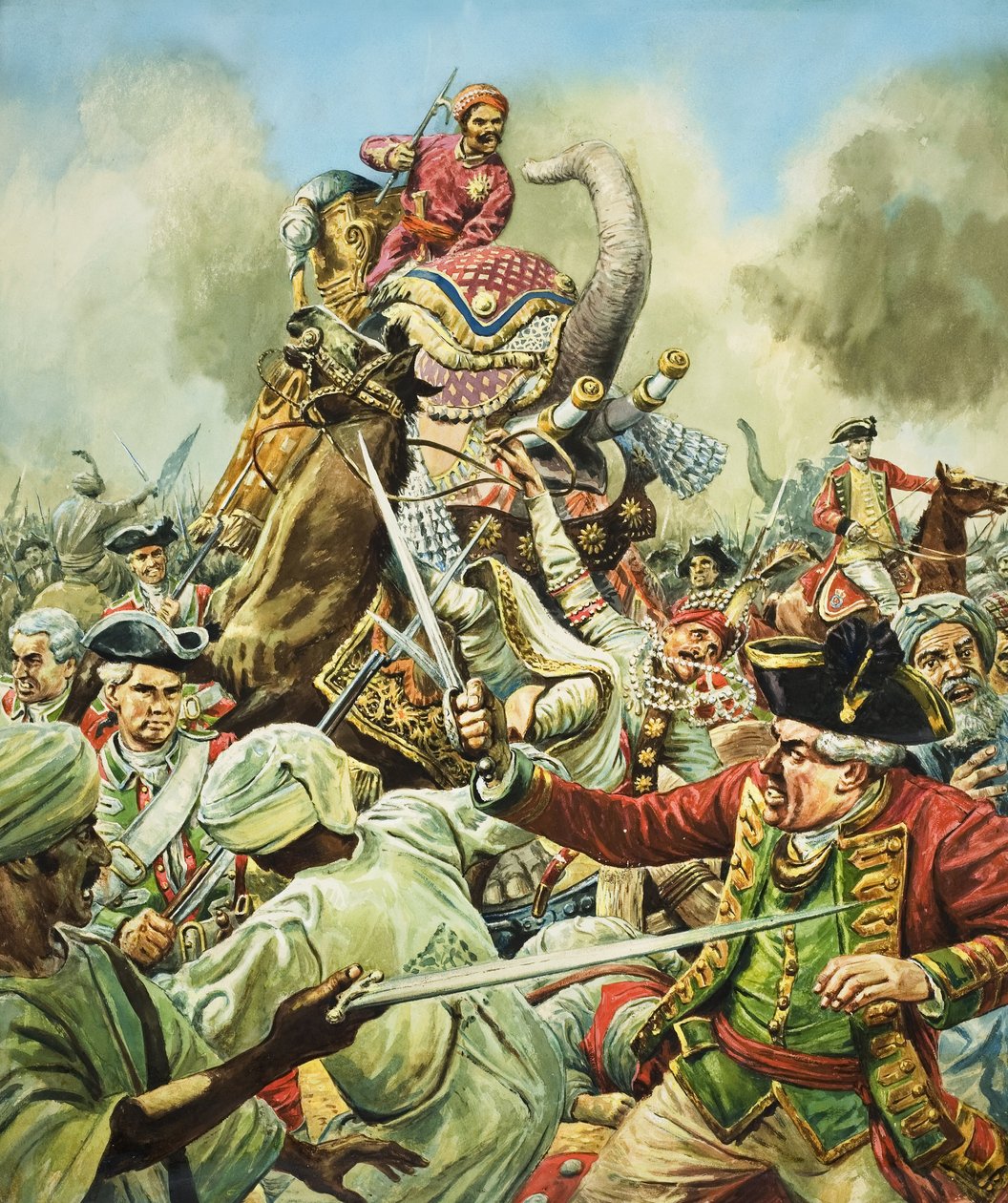 Az Arcot-i csata (gouache, papír) alkotó: C.L. Doughty